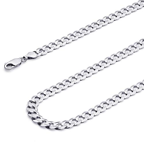 14k REAL White Gold Solid 2.5mm Cuban Concave Curb Chain Necklace with Lobster Claw Clasp - 18"