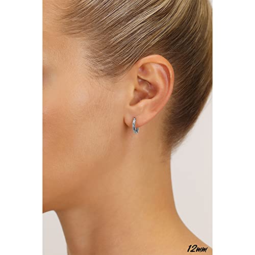 14k White Gold Hand Engraved Full Diamond-cut Round Hoop Earrings (12mm (0.48 inch))
