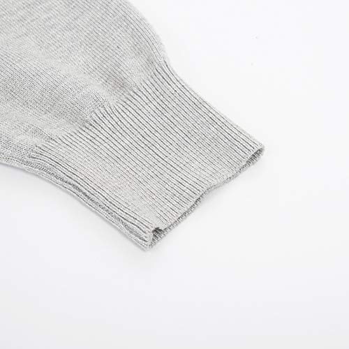 Mens Classic 2-Way Zip Cardingan Sweater Stand Collar Baseball Jacket Light Grey, M