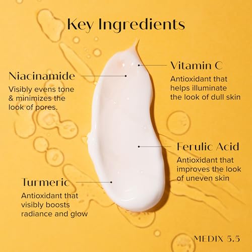 MEDIX Vitamin C Cream + Niacinamide Brightening Body Lotion | Anti Aging Moisturizer Vitamin C Lotion For Women & Men To Soften The Look Of Dark Spots, Wrinkles, & Uneven Looking Skin Tone, 15 Fl Oz