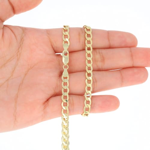 Nuragold 10k Real Yellow Gold Cuban Curb Link 5.5mm Chain Bracelet (7"-9") - 8"