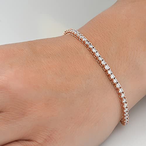 P3 POMPEII3 Pompeii 4 Carat TW Round Cut Lab Grown Diamond Tennis Bracelet 14k Yellow Gold Lab Grown (FG,VS)