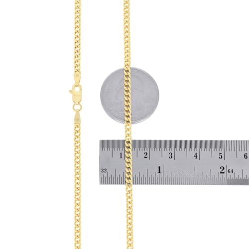 Nuragold 14k Real Yellow Gold Miami Cuban Lightweight Link 3mm Chain Necklace (16"-30") Italian Jewelry for Men & Women - 22"