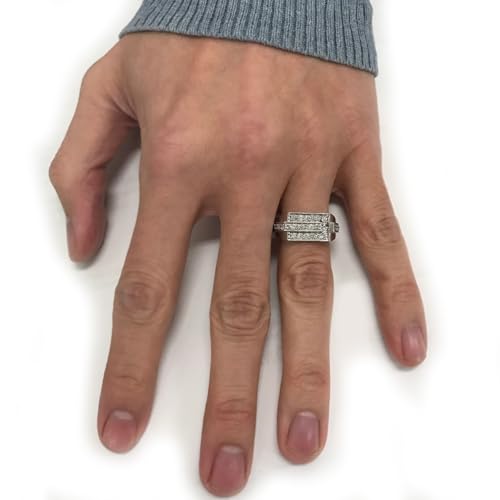 Pompeii 3/4ct Diamond Mens Wedding Ring 10k White Gold - Size 9.5