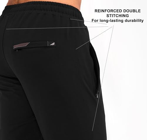 SCR SPORTSWEAR Mens Tall Sweatpants Made in Turkey - Luxury Tall Joggers for Men with Zipper Pockets and Drawstring Elastic Waist - Athletic Lounge Pants, Cotton, Tapered, Medium, 32Wx33L (Black)