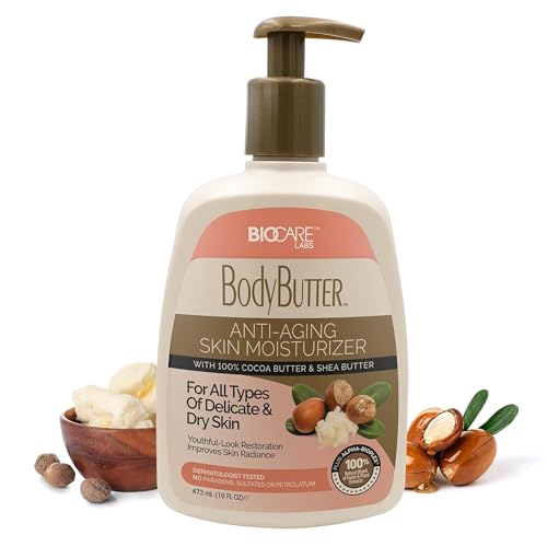 Biocare Body Butter - Infused with Cocoa Butter & Shea Butter plus Alpha-Bioplex for Youthful-Looking, Radiant Complexion, Hydrated, Smoother, Firmer Skin - Without Paraben and Sulfate -16 Oz
