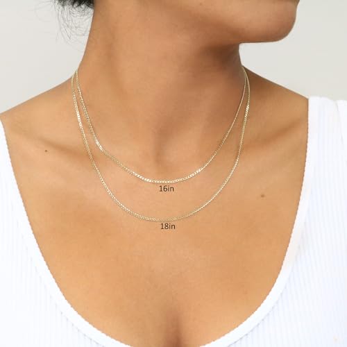 Nuragold 14K Real Yellow Gold Cuban Curb Solid Italian Link Chain Necklace - 16",1.5mm