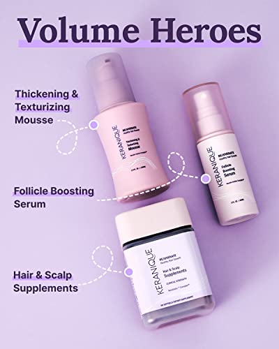 Keranique Volumizing Hair Mousse for Women – Thickening & Styling Anti-Frizz Foam for Fine, Straight, Wavy & Curly Hair – Lightweight Volume with Long-Lasting Hold – Non-Sticky, Non-Greasy – 3.4 Fl Oz