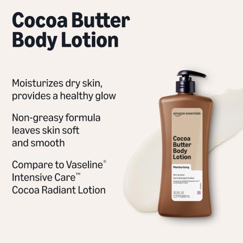 Amazon Essentials Cocoa Butter Body Lotion, Lightly Scented, 20.3 Fl Oz, Pack of 1 (Previously Amazon Basics)