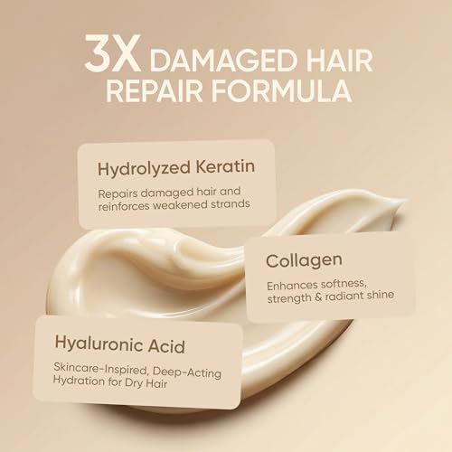 SUNATORIA Keratin Hair Mask - Deep Repair for Dry, Damaged Hair - Hydrolyzed Keratin, Hyaluronic Acid, Argan Oil and Collagen - Sulfate-Free, Paraben-Free | 8.5 fl oz