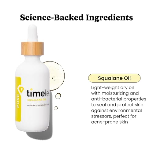Timeless Squalane Oil 100% Pure, Plant-Based Dry Oil, 2 fl oz