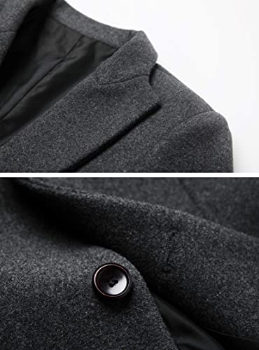 chouyatou Men's Mid-Length Single Breasted Wool Blend Top Coat (Medium, Light Grey)