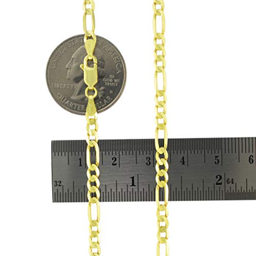 Nuragold 14k Real Yellow Gold Figaro Link 4.5mm Chain Necklace (16"-30") - 22"
