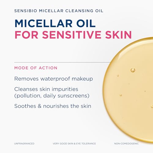 Bioderma Sensibio Micellar Cleansing Oil, 1st Ecobiological Micellar Formula Gentle Face Cleanser That Deeply Cleanses, Soothes & Nourishes Skin with Oil-to-Milk Texture, Fragrance-Free, 5 Fl Oz