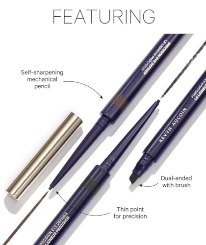 Kevyn Aucoin Precision Eye Definer + brush, black (kohl) color: Eyeliner pencil, self-sharpening, smudge-free. Easy precise application. 12-hour long-wearing. Define eyes for sharp and smooth lines