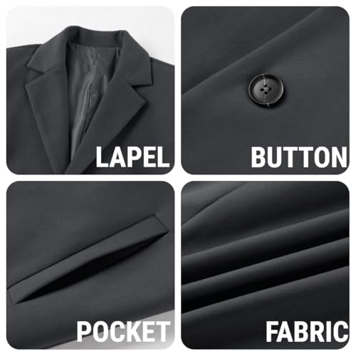 PASLTER Mens Trench Coat Slim Fit Notched Collar Fall Winter Single Breasted Pea Coat Warm Soft Overcoat