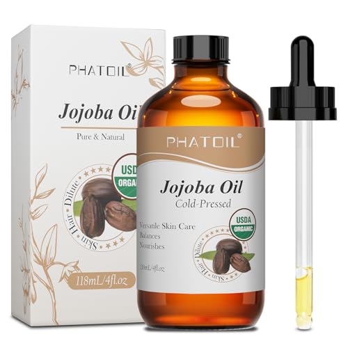 PHATOIL USDA Certified Organic Jojoba Oil for Face, Skin(4 Fl Oz/118ML)