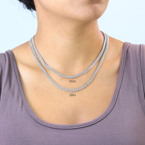 Nuragold 10K Real White Gold Miami Cuban Link Chain Necklace Men & Women - 4.5mm,20"