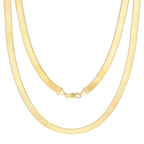 Nuragold 10k Real Yellow Gold Herringbone 7mm Chain Flexible Necklace - 18"
