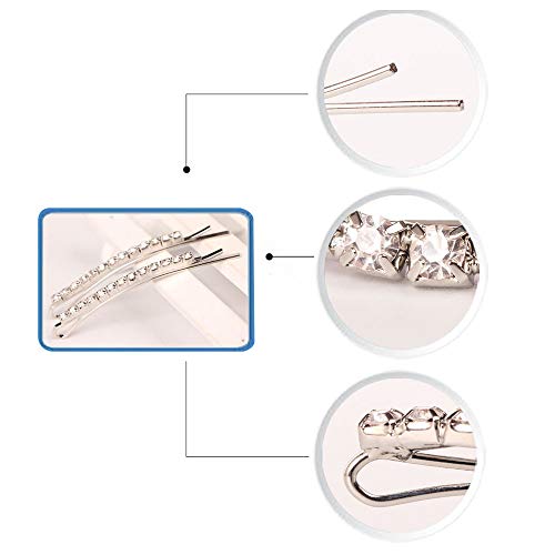12 Pieces Rhinestone Bobby Pins, Silver Metal Hair Clips Diamond Bobby Pins Crystal Hair Pin for Prom Bridal Wedding Hair Accessories Gift Stocking Stuffers for Women Girls