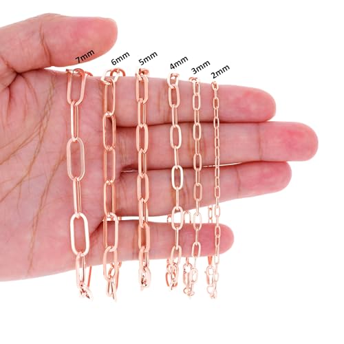 Nuragold 10k Real Rose Gold Paperclip 2mm Elongated Cable Link Bracelet (7"-8") Dainty Italian Jewelry for Men & Women - 2mm,7.5"
