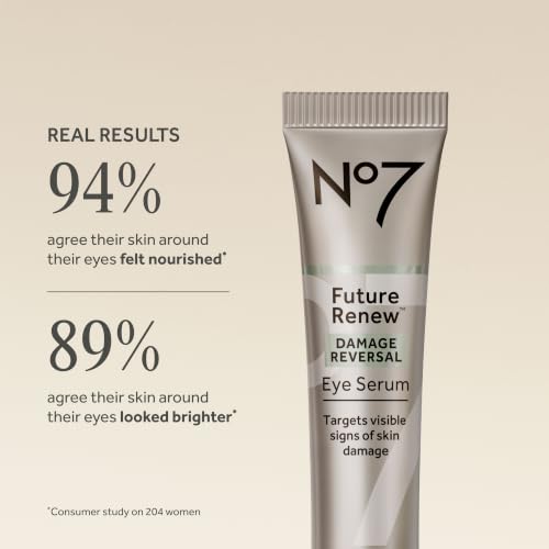 No7 Future Renew Damage Reversal Eye Serum - Nourishing Under Eye Serum for Sun Damaged Skin Repair, Fine Lines & Wrinkles, and Uneven Texture - Suitable for Sensitive Skin (0.5 Fl Oz)