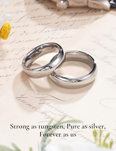Mens Classic Silver Tungsten Wedding Band Engagement Rings 6mm Size 10
