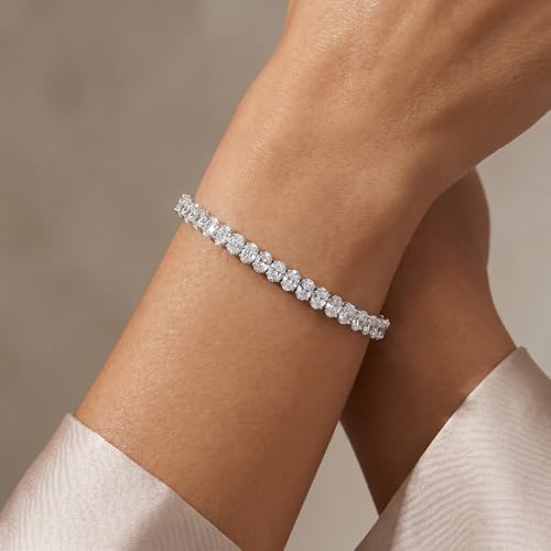 P3 POMPEII3 Pompeii 10Ct Oval Cut Diamond Tennis Bracelet 7" 14k White Gold Lab Grown - Size 7 (EF,VS)