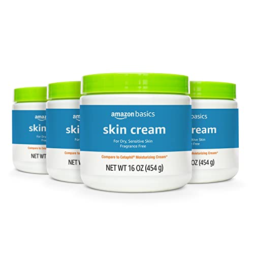 Amazon Basics Ultra Moisturizing Skin Cream for Dry & Sensitive Skin, Dermatologist Tested, Fragrance Free, Not Tested on Animals, Made in USA, 16 Ounce, 4-Pack (Previously Solimo)
