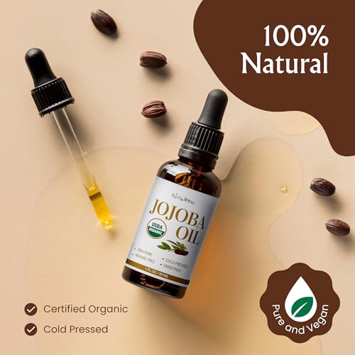 BodyJ4You Organic Golden Jojoba Oil - USDA 100% Pure Cold Pressed Unrefined