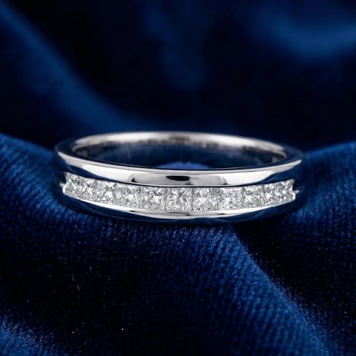 P3 POMPEII3 Pompeii 1/2ct Princess Cut Diamond Mens Wedding Ring 14K White Gold - Size 10