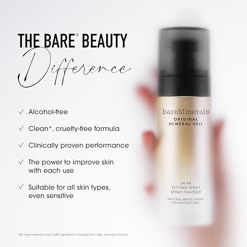 bareMinerals Original Mineral Veil Matte Setting Spray, 3.4 Fl Oz