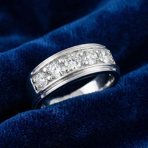 Pompeii 1 ct Mens Diamond Five Stone Wedding Ring 10k White Gold - Size 9