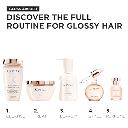 KÉRASTASE Gloss Absolu Anti-Frizz Styling Cream for Thick, Frizzy Hair, for Shine & Smoothness, with Hyaluronic Acid, Silicone-Free Formula, 8.4 Fl Oz