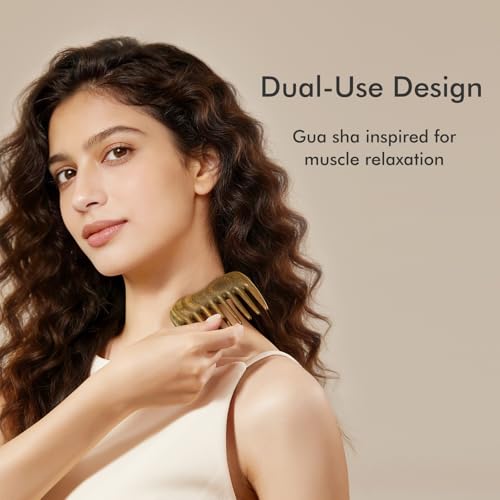 Wide Tooth Comb for Curls, Wooden Hair Comb with Long Teeth for Gentle Detangling, Perfect for Thick Hair, Women & Men