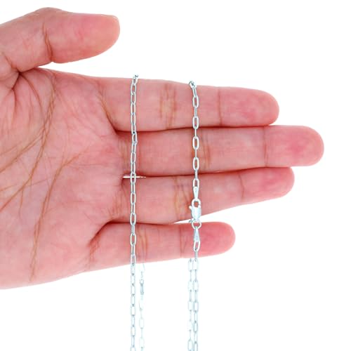 Nuragold 10k Real White Gold Paperclip 2mm Elongated Cable Link Bracelet (7"-8") Dainty Italian Jewelry for Men & Women - 7.5"