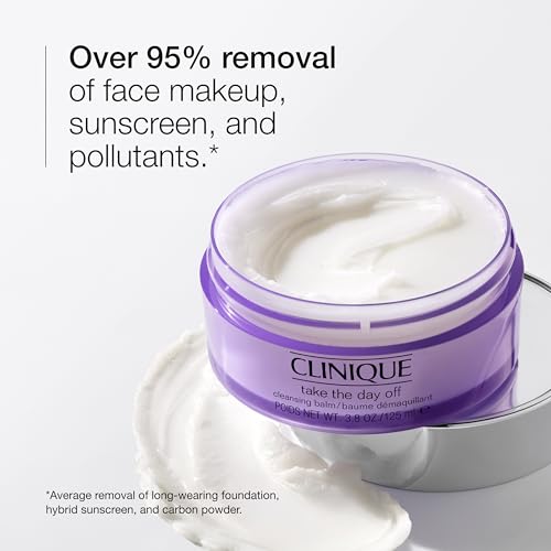 Clinique Take The Day Off Cleansing Balm Makeup Remover | Dissolves Face + Eye Makeup and Sunscreen | For All Skin Types, 3.8 Ounce