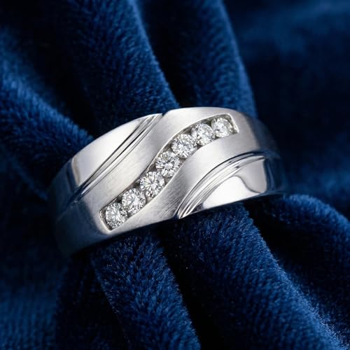 P3 POMPEII3 Pompeii Mens 1/3ct Diamond Wedding Ring 10k White Gold Anniversary Band - Size 9