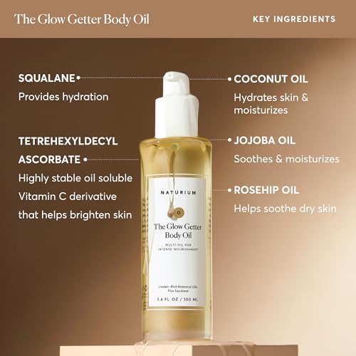 Naturium The Glow Getter Body Oil, Botanical Blend with Squalane, 3.4 oz