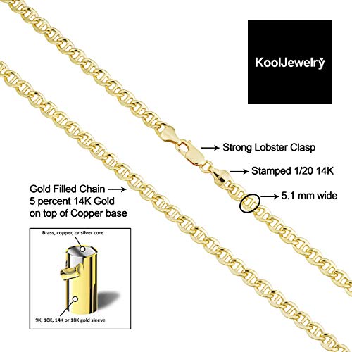 Kooljewelry Solid 14k Yellow Gold Mariner Link Bracelet (8.5 inch)