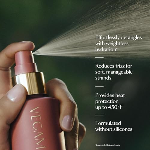 VEGAMOUR HYDR-8 Leave-In Conditioner Spray, for Deep Hydration & Heat Protection, with Vegan Keratin, for Soft, Silky, Frizz Free Hair, 1.7 fl oz