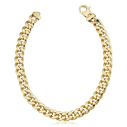 KoolJewelry 14k Yellow Gold Miami Cuban Link Curb Chain Bracelet