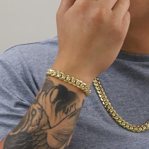 Nuragold 14k Real Yellow Gold Miami Cuban 10mm Solid Chain Mens Bracelet - 7.5"