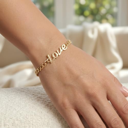 Floreo 14k Yellow Gold 7.2mm Love Lite Curb Link Bracelet, 7 Inch