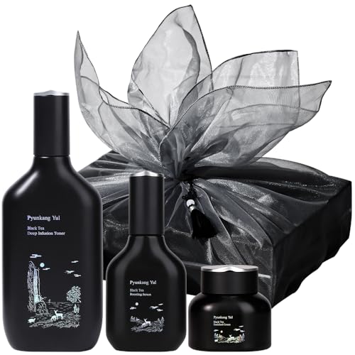 Pyunkang Yul PKY Black Tea Line Gift Box Set, Deep Nurishment for Anti-aging, Rich Moisture Toner, Revitalizing Serum & Condensed Nourishing Cream, Zero-Irritation, Korean Skincare (3-item set)
