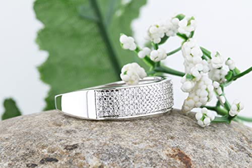 Dazzlingrock Collection 0.35 Carat (ctw) Round White Diamond Mens Micropave Wedding Band 1/3 CT, Sterling Silver, Size 10