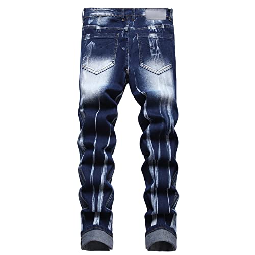 JUNBAOSS Men's Slim Fit Stretch Jeans Ripped Skinny Jeans for Men, Distressed Straight Leg Fashion Comfort Flex Waist Pants