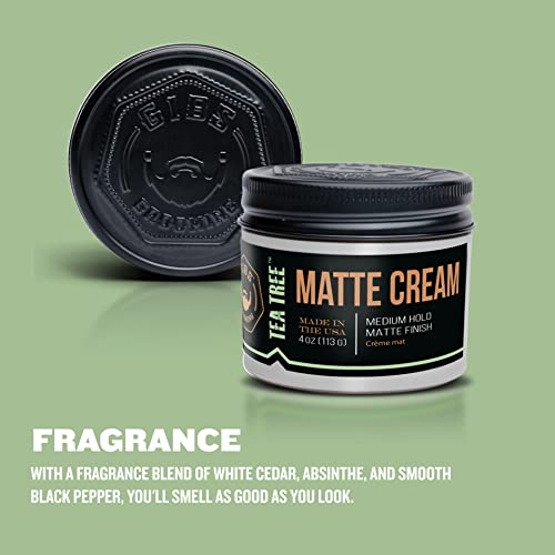 GIBS Tea Tree Matte Cream-Light/Medium Hold, Long Lasting Light Hold, Made in USA 4oz