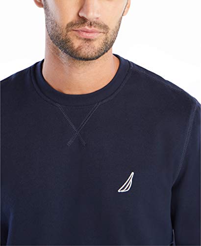 Nautica Men's Basic Crew Neck Fleece Sweatshirt Sweater, Navy, X-Large