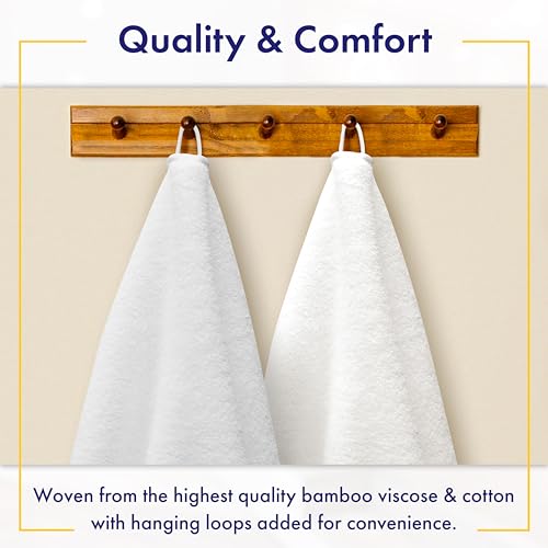 Alusa Home Ultra Soft & Plush Viscose from Bamboo Bath Towels - 700 GSM Luxury Bath Towels - 6 Piece Set - Super Absorbent & Quick Drying (White)